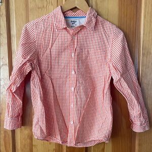 Oshkosh B’gosh Boy’s orange gingham button down long sleeve shirt. Size 12.